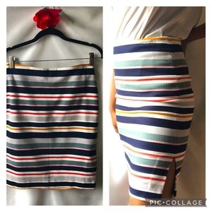 LOFT Outlet Petite Striped Pencil Skirt